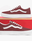 Rosso Lows sneakers side view - combining vintage racing aesthetics with modern street style.