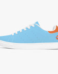 Gulf Racing leather sneakers inspired by classic motorsports heritage. Designed for unisex wear with a sleek, custom look.