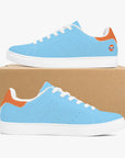 Gulf Racing leather sneakers inspired by classic motorsports heritage. Designed for unisex wear with a sleek, custom look.
