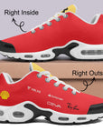 Side view of Ferrari Scuderia custom sneaker - f1 sneakers, motorsports footwear, race day sneakers