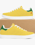 Brazil Low yellow leather sneakers inspired by Ayrton Senna and classic motorsports heritage. Designed for unisex wear with a sleek, custom look.