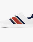 Rothman's leather sneakers inspired by classic motorsports heritage. Designed for unisex wear with a sleek, custom look.