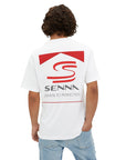 Model wearing Driven to Perfection tee - Ayrton senna apparel, vintage motorsports, premium f1 apparel.