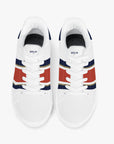 Top-down view of Rothman's sneakers - featuring premium leather, soft EVA insoles, and a timeless design.