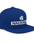 Side view of the Nacional snapback hat, featuring premium embroidery and a timeless motorsport aesthetic.