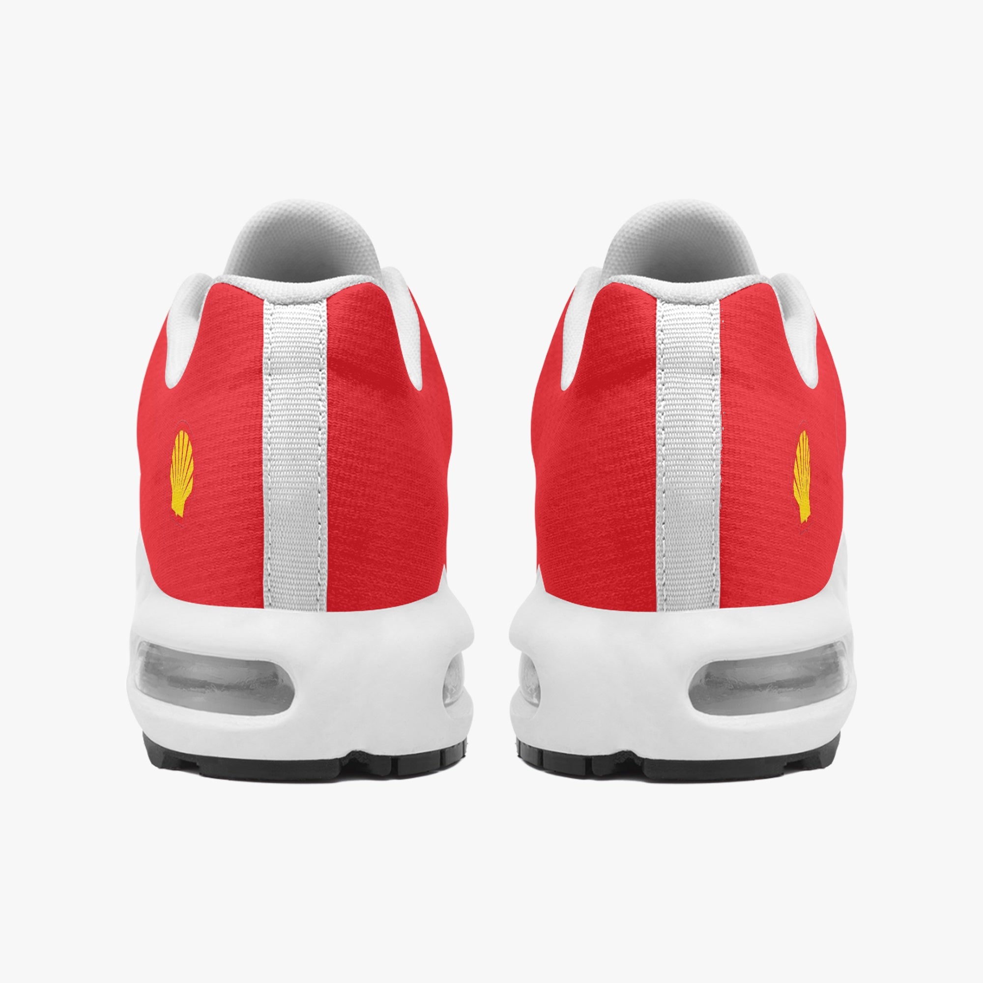 Rear view of Ferrari Scuderia custom sneaker - f1 sneakers, motorsports footwear, race day sneakers