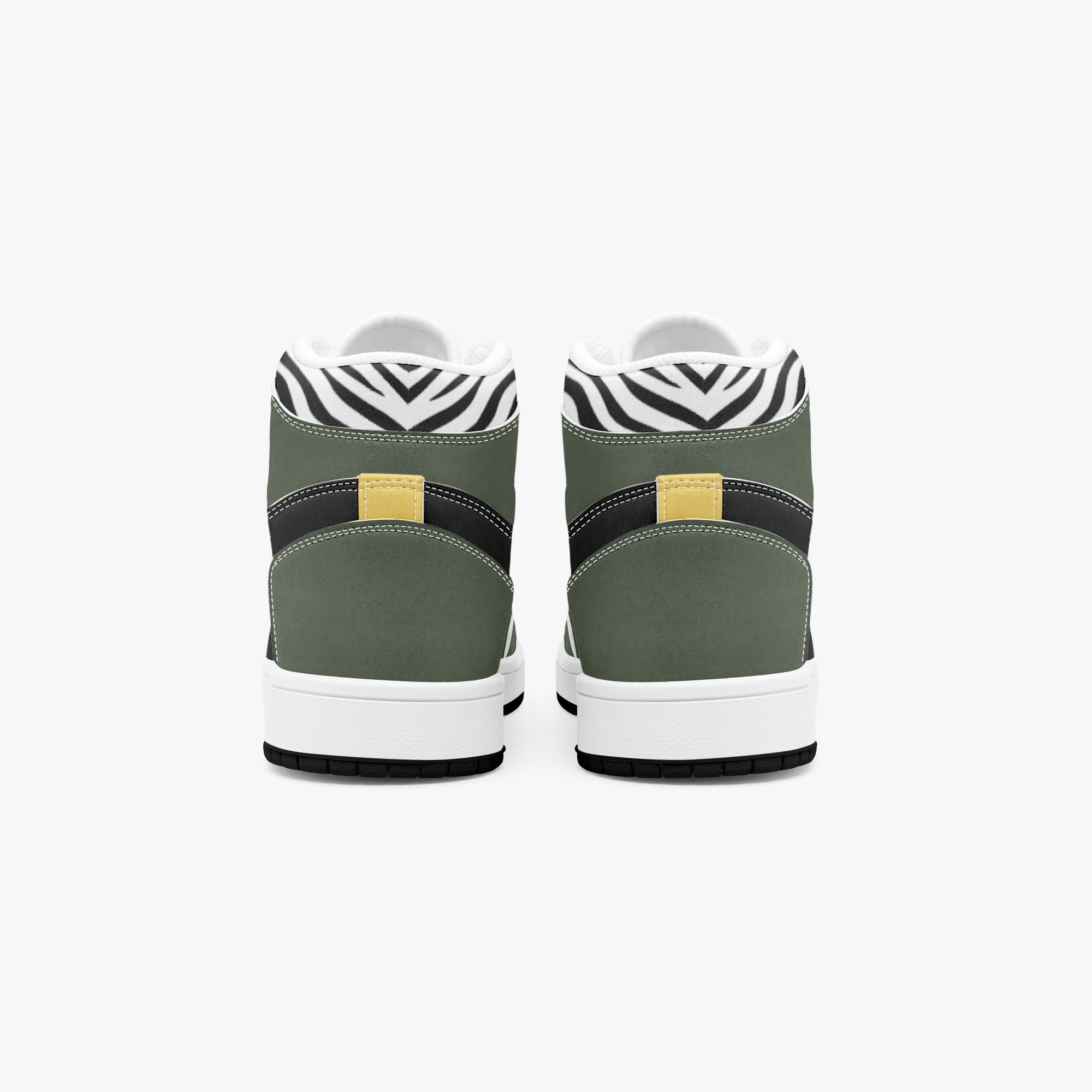 Back view of Zebras sneakers - featuring a sleek, high-top design with durable materials and a motorsport-inspired aesthetic.