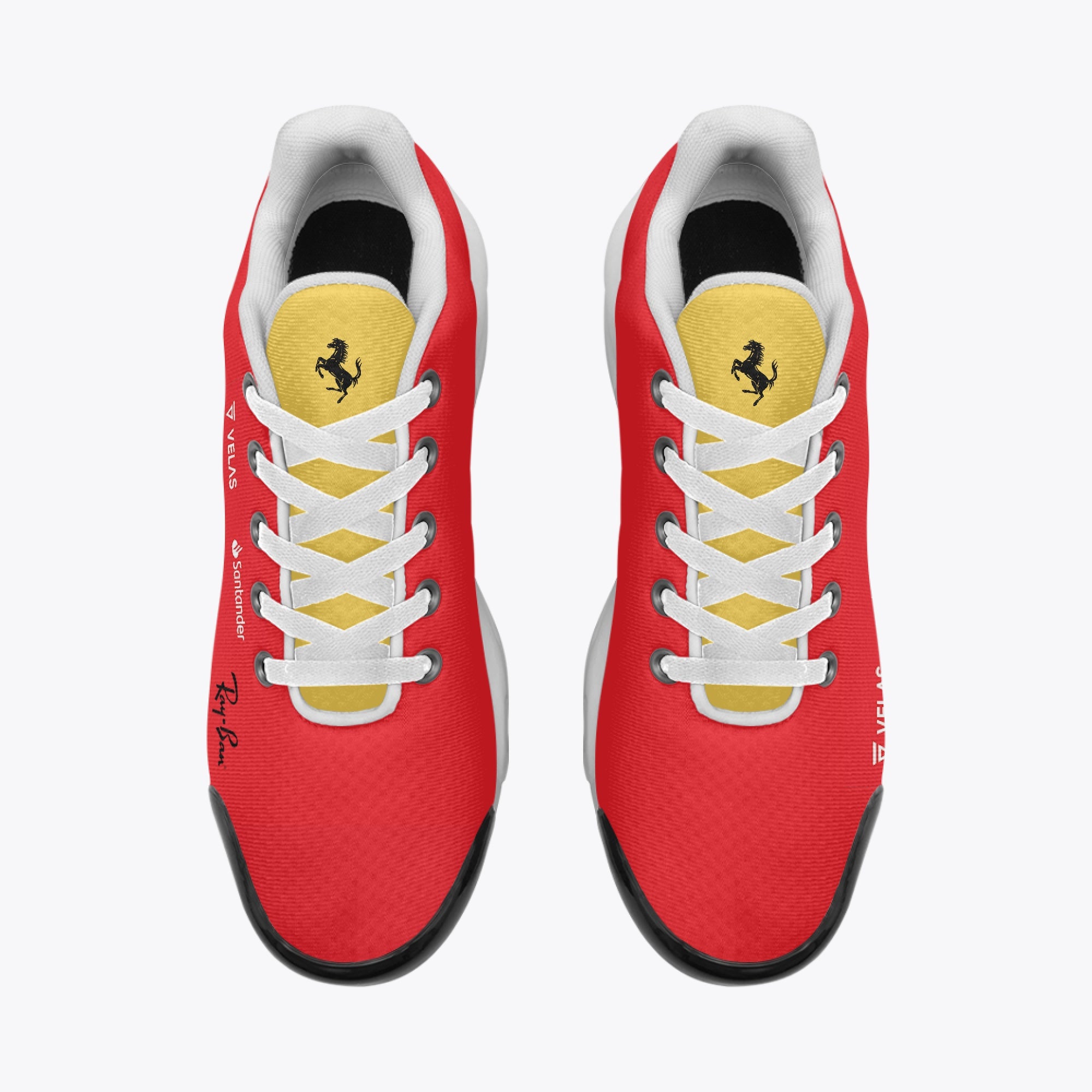 Top view of Ferrari Scuderia custom sneaker - f1 sneakers, motorsports footwear, race day sneakers