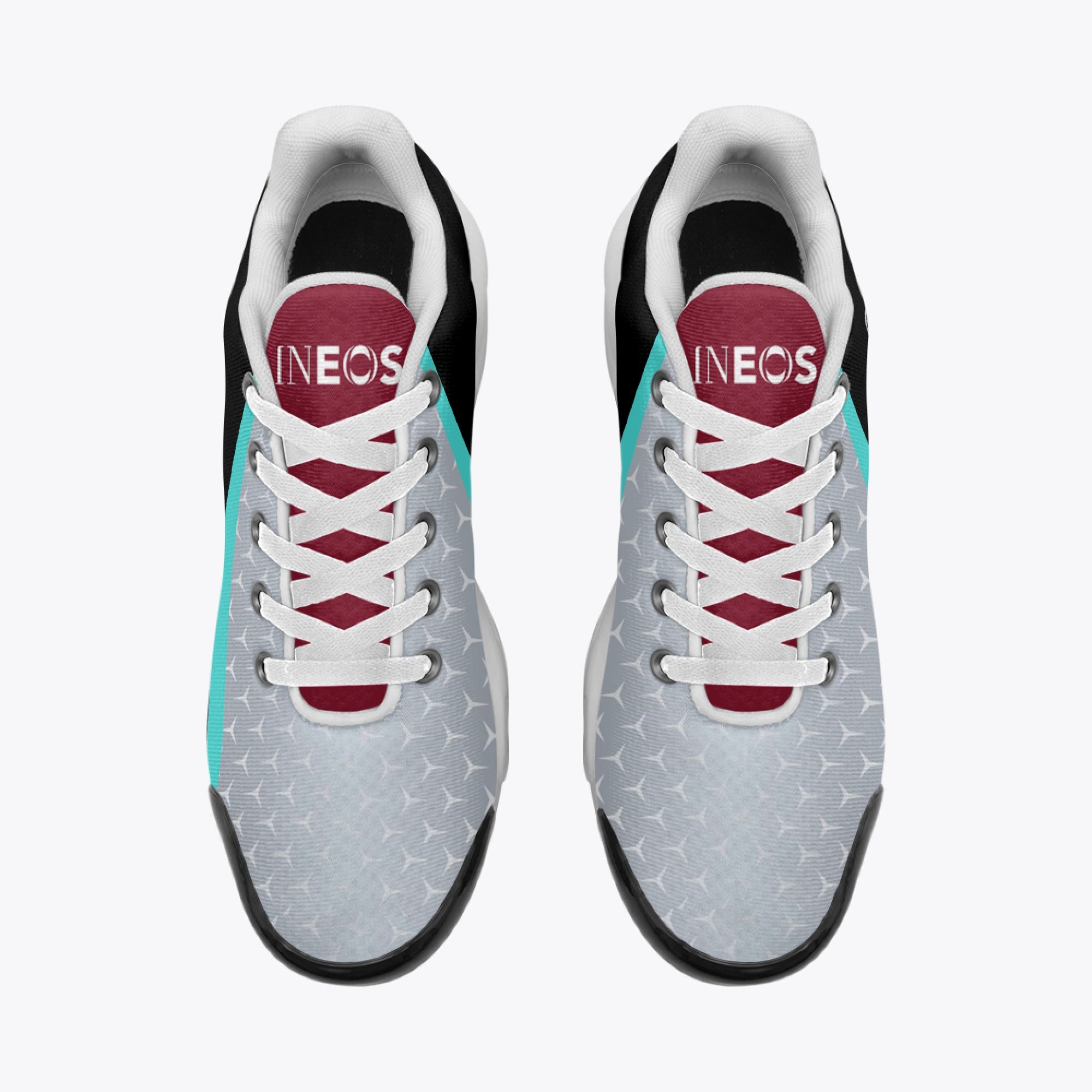 Top view of Mercedes Silver Arrows custom sneaker - f1 sneakers, motorsports footwear, race day sneakers